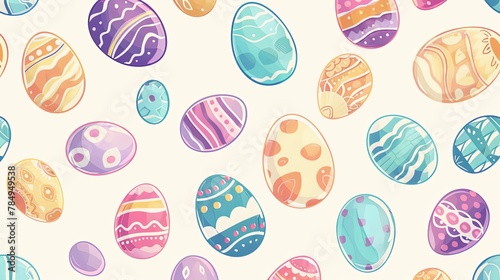 Playful Charm Hand-Drawn Easter Eggs Seamless Pattern