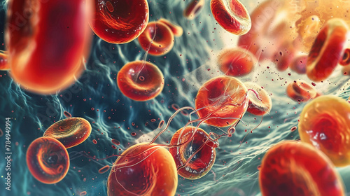 Dynamic depiction of platelets in motion within the bloodstream.