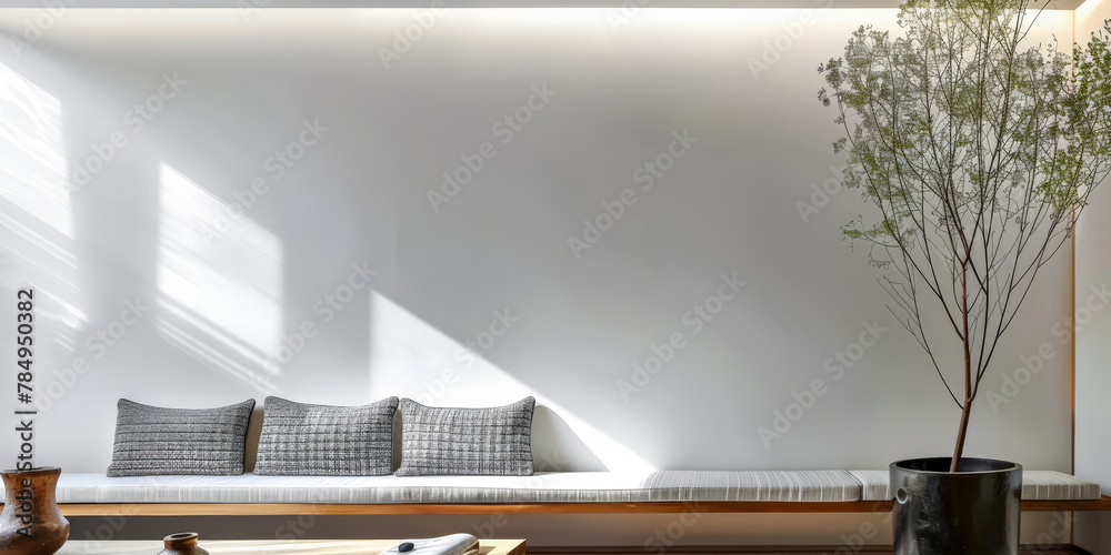 Obraz premium Modern interiors with natural light coming in from windows. Minimalist composition.