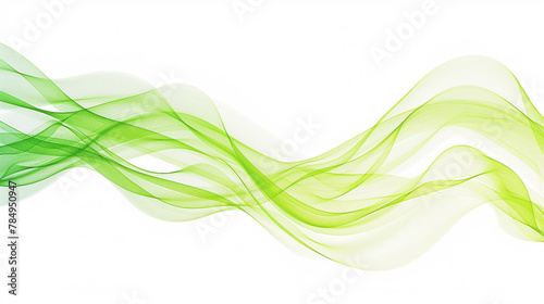 Spectrum gradient wave lines in lively shades of lime green, signifying energy and innovation in technology and science, isolated on a white background.