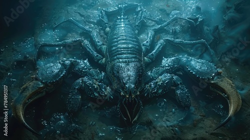 Giant mythical scorpion emerging from the depths of the underworld