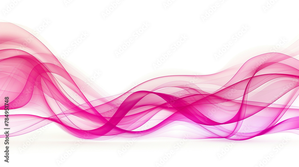 Smooth flowing wave lines in vibrant magenta hues, representing creativity and dynamism in digital communication and technology, isolated on a white background.