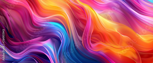 Dive into a world of vibrant motion with this AI-generated image. The background showcases abstract colorful wave patterns, with twisted colored waves flowing gracefully in motion. 