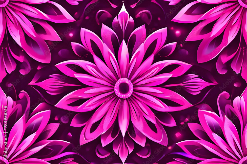 Obraz premium Seamless floral pattern background dynamic magenta color