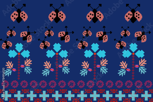 Abstract ethnic geometric pattern design for background or wallpaper.
Figure tribal embroidery. Indian, Scandinavian, Gypsy, Mexican, folk pattern.