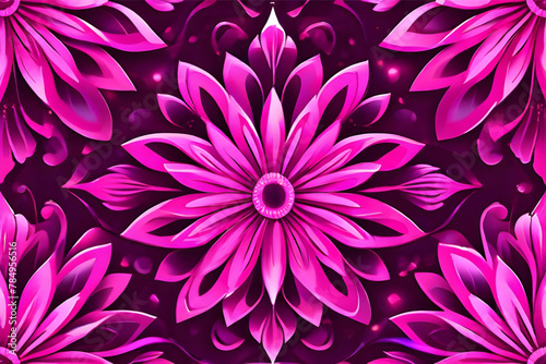 Seamless floral pattern background dynamic magenta color