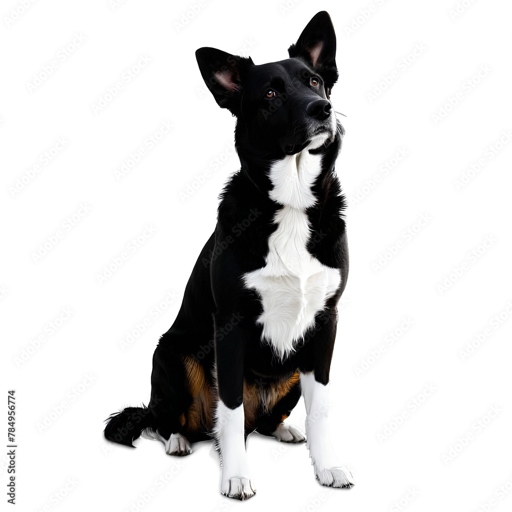 Silhouette of Drentse Patrijshond Dog isolated on transparent background
