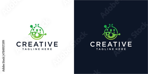 Creative bio tech lab logo template. photo