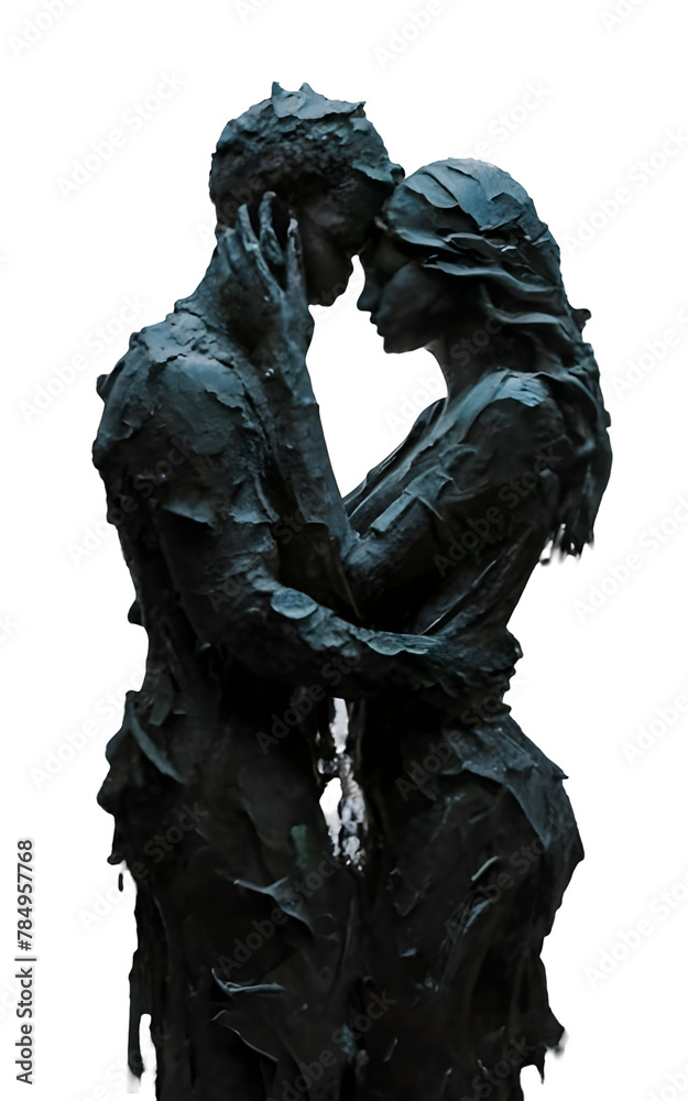 Fototapeta premium illustration of a couple embracing transparent background