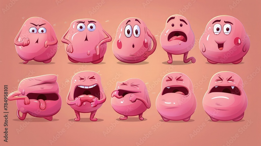 A set of funny cartoon monsters with colorful, exaggerated features and playful expressions, each with its own unique and quirky design. A set of funny cartoon monsters with colorful, exaggerated features and playful expressions, each with its own unique and quirky design.