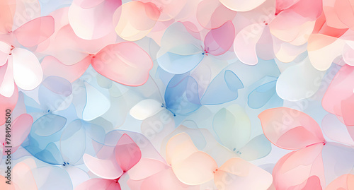 A whimsical watercolor background with pastel colored petals