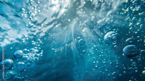 Bubble patterns, close-up, ground-level camera, macro ocean breath, serene depth