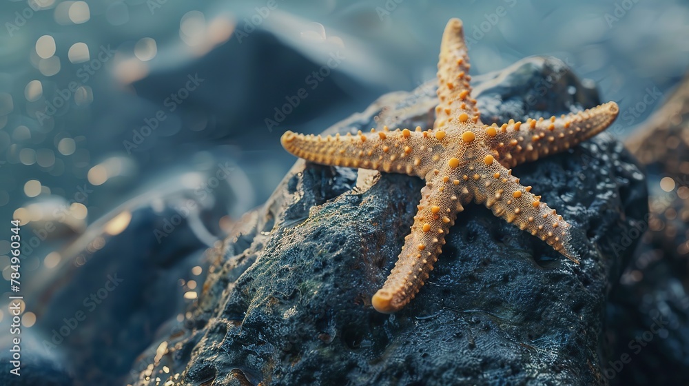Starfish on rock, gripping, close-up, straight-on shot, marine star, texture exploration Starfish on rock, gripping, close-up, straight-on shot, marine star, texture exploration