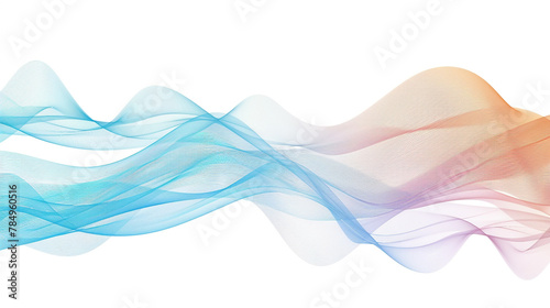 Colorful spectrum gradient wave lines in shades of sky blue, depicting connectivity and progress in digital communication and technology, isolated on a white background.