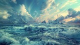Digital Art and Renderings: Fully digital creations or heavily edited photos that present a more fantastical or surreal take on ocean themes. 