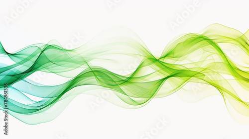 Colorful spectrum gradient wave lines in shades of bright green, depicting growth and progress in digital communication and technology, isolated on a white background. © Hamza