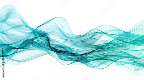 Colorful spectrum gradient wave lines in shades of deep teal, depicting connectivity and innovation in digital communication and technology, isolated on a white background.