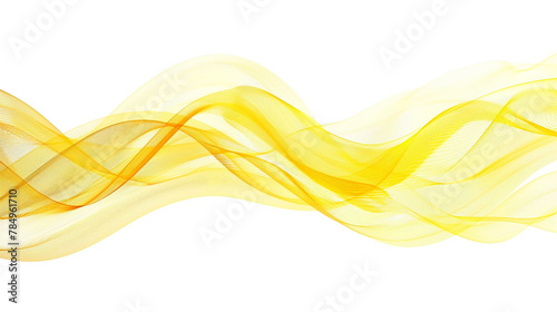 Spectrum gradient wave lines in lively shades of lemon yellow, signifying energy and innovation in technology and science, isolated on a white background.