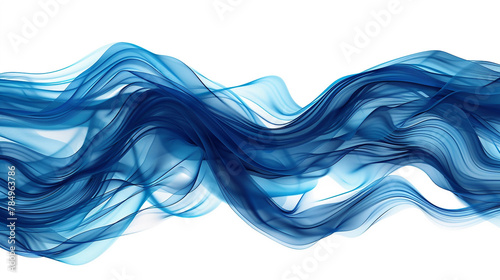 An enchanting abstract line art featuring flowing waves in deep blue, reminiscent of the majestic ocean, isolated on a white background.