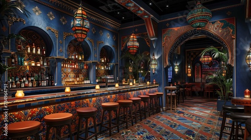 Ornate Middle Eastern Style Bar Interior with Patterned Decor photo