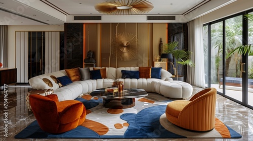 Modern Luxury Living Room Interior with Elegant Furniture