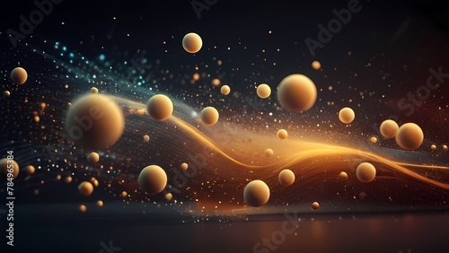 Particle technology background design, Abstract wave of particle dots, high technology and big data