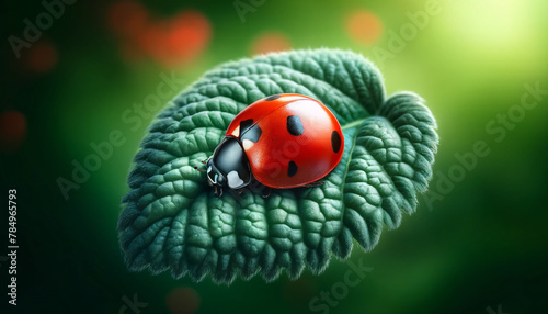 ladybug on a green leaf