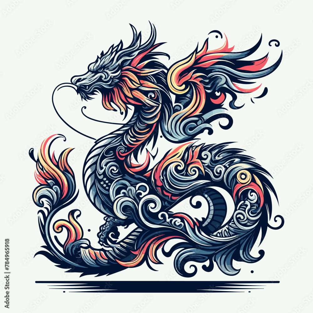 Dragon vector with intricate design.