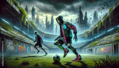 a dystopian twist on a soccer match photo