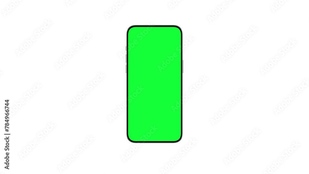 Smartphone Display with Green Screen for Chroma Key. Rotating Mock Up of Smart Phone with Empty Greenscreen for Vertical Chromakey. Presentation of Electronic Object Sliding on White Color Background Smartphone Display with Green Screen for Chroma Key. Rotating Mock Up of Smart Phone with Empty Greenscreen for Vertical Chromakey. Presentation of Electronic Object Sliding on White Color Background