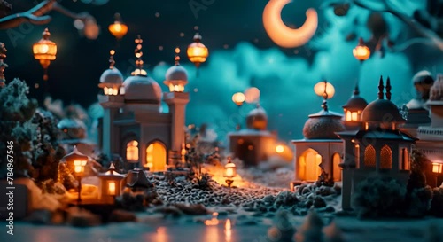 Craft a delightful scene for Eid celebrations by creating a flour-based lantern, capturing the essence of Eid Mubarak. Generate a step-by-step prompt to guide the creation of this culinary artwork wit photo