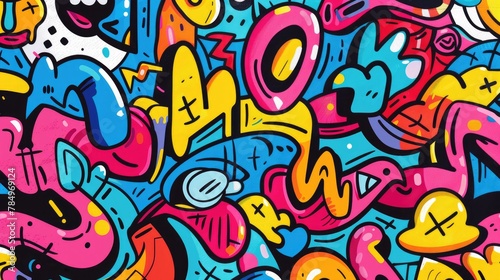 Vibrant graffiti-style design background bursts with bright colors  Ai Generated.