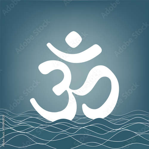 Om or Aum Indian sacred sound. The symbol of the divine triad of Brahma, Vishnu and Shiva. The sign of the ancient mantra. Om symbol sign on white background.