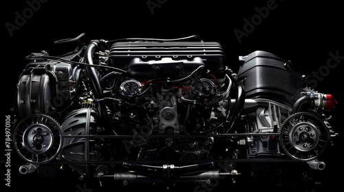 Car engine. Motor and mechanism closeup photo