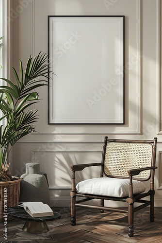  blank Frame mockup, ISO A paper size. Living room wall poster mockup. Interior mockup with house background