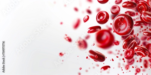 Digital illustration of red blood cells flowing, representing blood circulation or medical concepts.