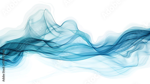 A tranquil cerulean blue abstract wave background with a white backdrop. © Hamza