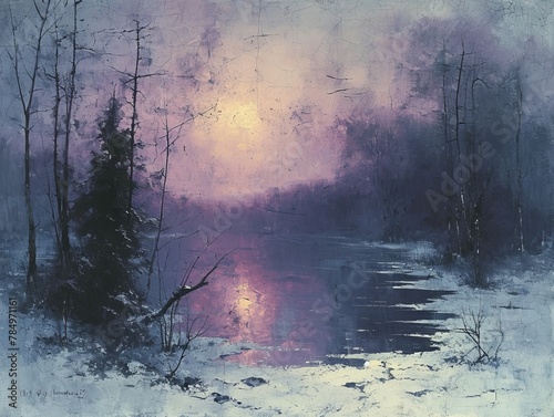 Twilight Serenity on the Frozen Lake