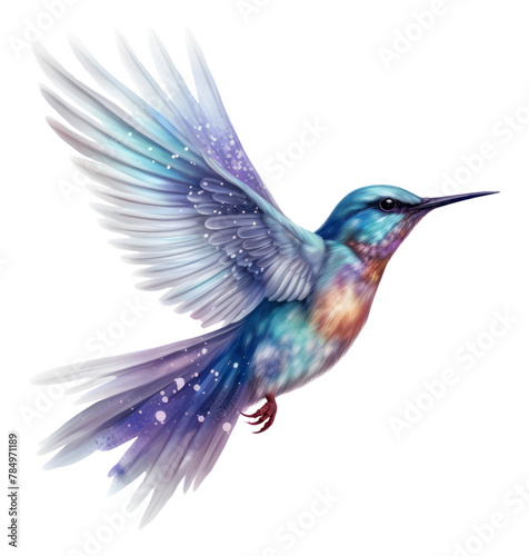 PNG  Flying bird in Watercolor style hummingbird animal white background