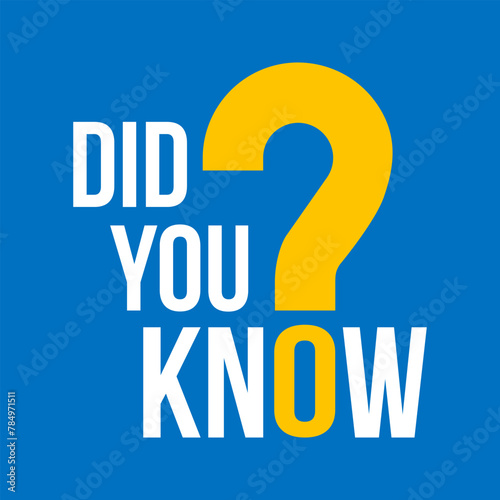 did you know and yellow question mark, vector poster or banner, social media post