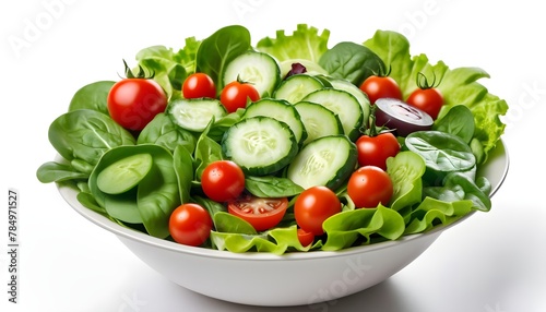 Salad-bowl-with-spinach--cherry-tomatoes--lettuce--cucumber-and-many-more-vegetables-isolated-on-white-background