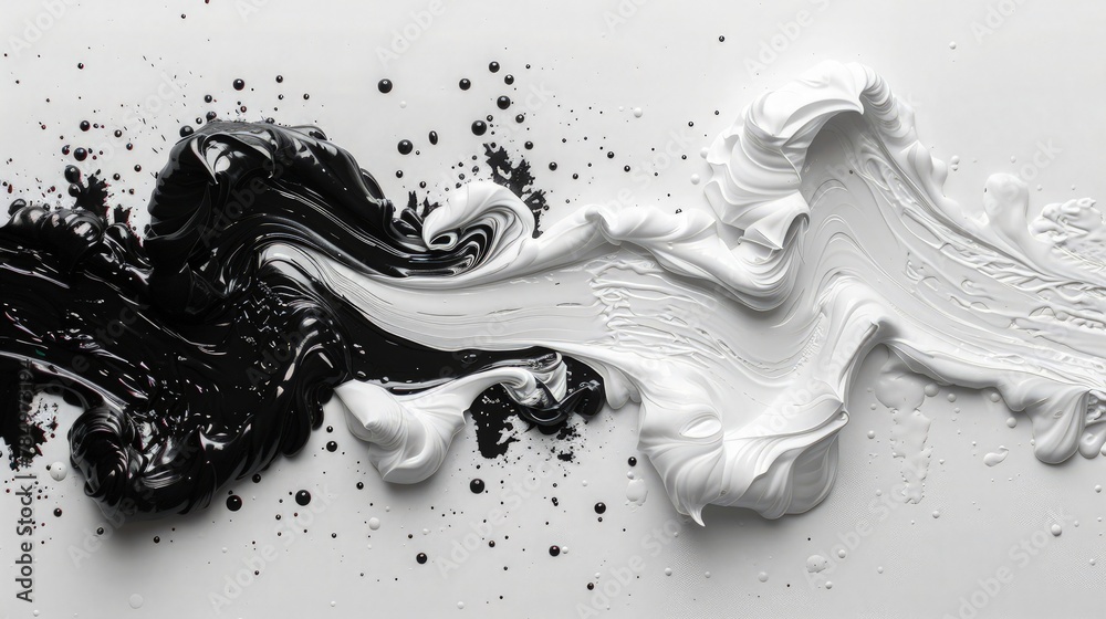 Black and white oil painting collide. Best for Abstract background.
