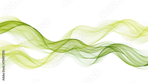 Spectrum gradient wave lines in lively shades of olive green, signifying energy and innovation in technology and science, isolated on a white background.