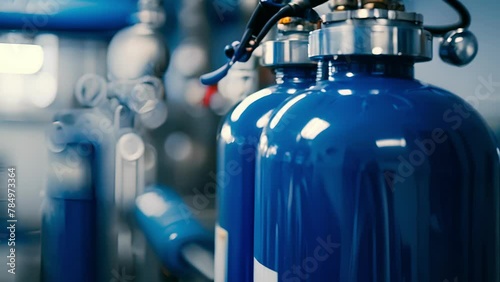 A closeup of the oxygen tank essential for providing emergency breathing support. photo