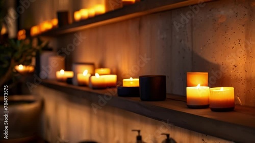 A warm organic scent fills the air originating from leatherwrapped candles that are strategically p throughout the space. The calming scent paired with the touchable leather surfaces . photo