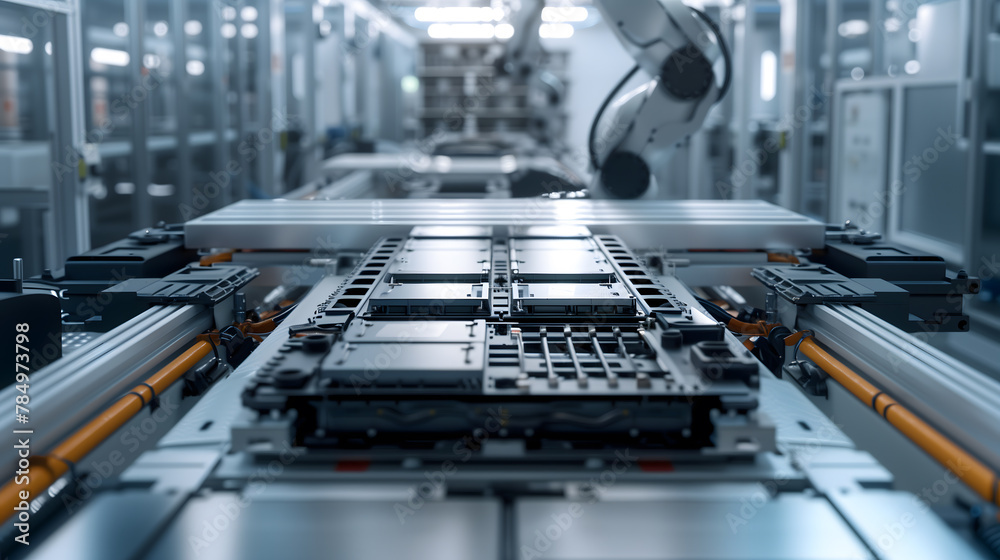 a solid-state battery as it undergoes production in a cutting-edge factory setting a solid-state battery as it undergoes production in a cutting-edge factory setting