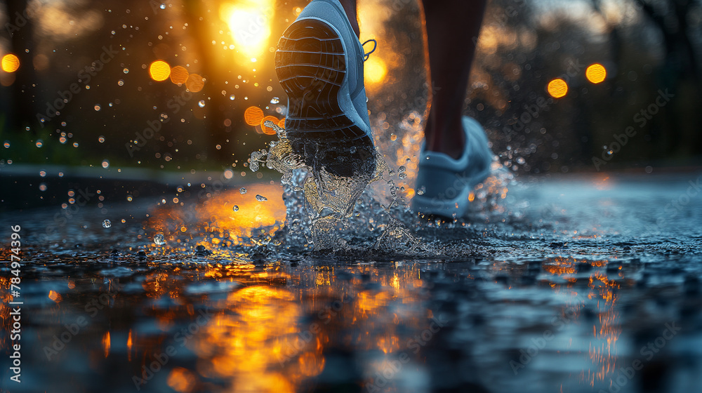 Jogger in Paris on a rainy day. Jogger in Paris on a rainy day.