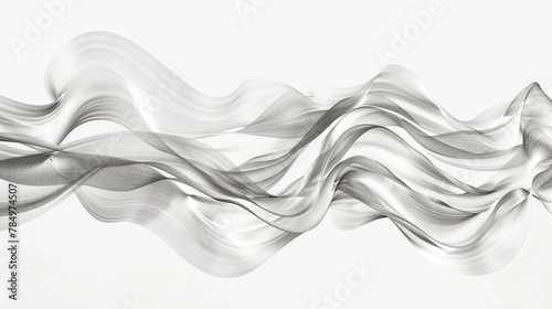 A luxurious abstract line art in shimmering silver, reflecting the elegance and refinement of the waves, isolated on a white background. photo