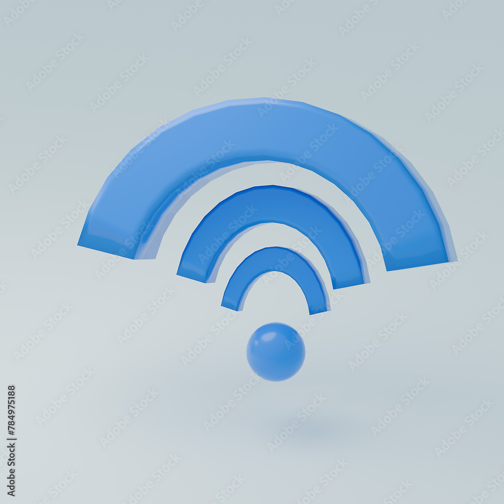 3D icon of wifi, wireless connection and internet technology concept, 3d render.
