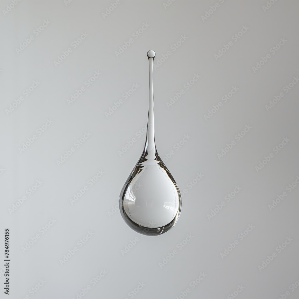 Perfectly timed capture of a drop of water suspended in air, displaying purity and serenity. - obrazy, fototapety, plakaty 